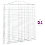 vidaXL Paniers à gabions arqués 2 Pièces 200x30x220/240 cm fer galvanisé