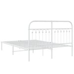 vidaXL Cadre de lit métal avec tête de lit blanc 135x190 cm