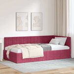 vidaXL Cadre de lit d'angle Rouge bordeaux 90 x 200 cm Velours