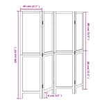 vidaXL Cloison de séparation 4 panneaux marron foncé paulownia massif