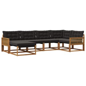 vidaXL Ensemble de canapés d'extérieur 6 pc Naturel et noir