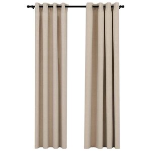 vidaXL Rideaux occultants aspect lin avec œillets 2Pièces beige 140x225cm