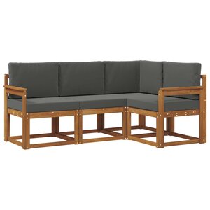 vidaXL Ensemble de canapés d'extérieur 4 pc Naturel et Anthracite