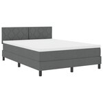 vidaXL Lit à ressorts avec matelas Gris foncé 140 x 190 cm tissu