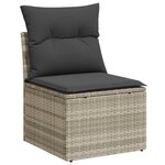vidaXL Salon de jardin avec coussins 3 Pièces gris clair résine tressée