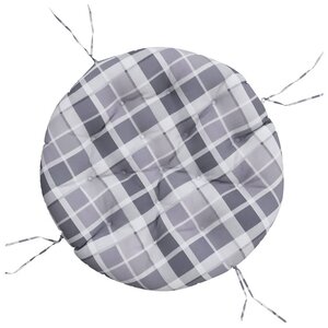 vidaXL Coussin rond motif à carreaux gris Ø 100 x11 cm tissu oxford