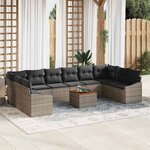 vidaXL Ensemble de canapé de jardin 11 Pièces Gris Poly rotin