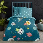 Good morning housse de couette enfant spacy 120x150 cm bleu pétrole
