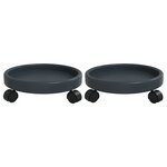 vidaXL Chariots à plantes avec roues 2 Pièces gris diamètre 34 cm 35 kg
