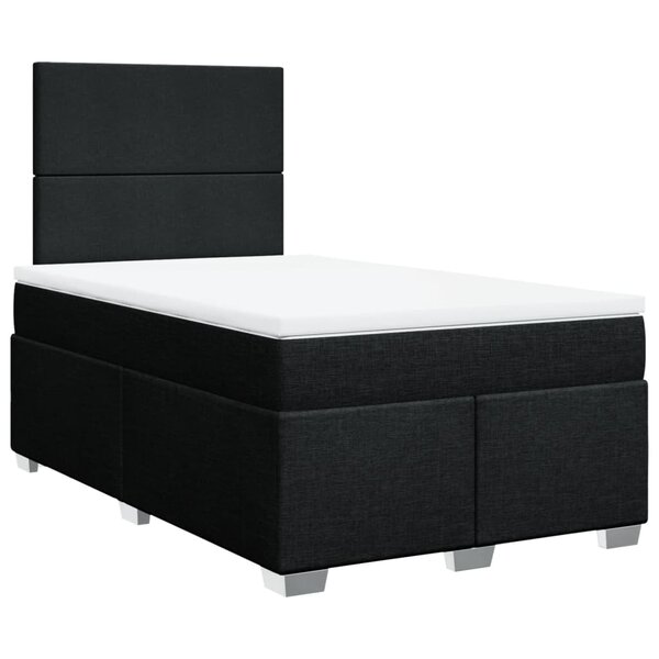 vidaXL Sommier à lattes de lit avec matelas Noir 120x200 cm Tissu