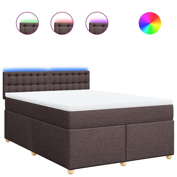 vidaXL Sommier à lattes de lit avec matelas Marron foncé 140x200 cm