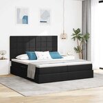 vidaXL Lit de rangement LED avec matelas Noir 200 x 200 cm Tissu