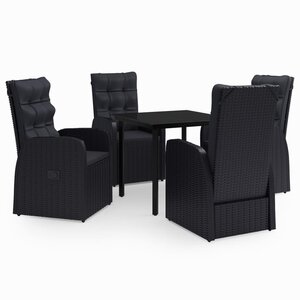 vidaXL Ensemble à manger de jardin avec coussins 5 Pièces Noir