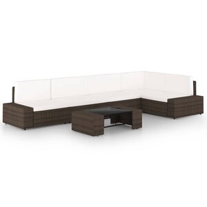 vidaXL Salon de jardin 6 Pièces avec coussins Marron Résine tressée