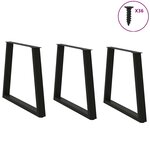vidaXL Pieds de table à manger en V 3 pièces Noir 70 x (72-73 3) cm Acier