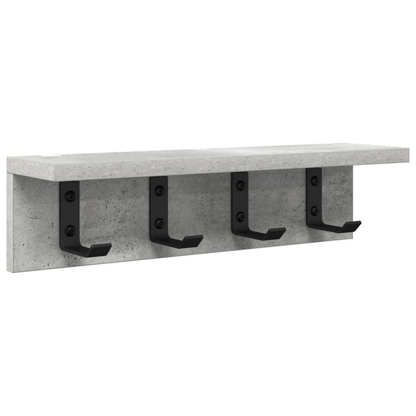 vidaXL Porte-manteau mural avec étagère Gris béton 40 x 10.5 x 10.5 cm