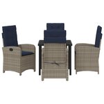 vidaXL Set de salle à manger de jardin 5 pièces avec coussins en rotin gris