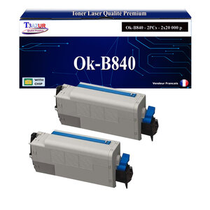 T3AZUR - 2x Toners compatibles avec Oki B840dn  B840dtn  B840n  Executive ES8140dn