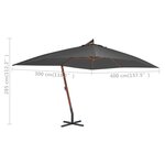 vidaXL Parasol en porte-à-faux avec mât en bois 400x300 cm Anthracite