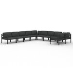 vidaXL Salon de jardin 10 Pièces avec coussins Aluminium Anthracite