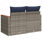 vidaXL Canapé de jardin avec coussins 2 places en résine tressée grise