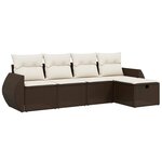 vidaXL Salon de jardin avec coussins 5 Pièces marron résine tressée