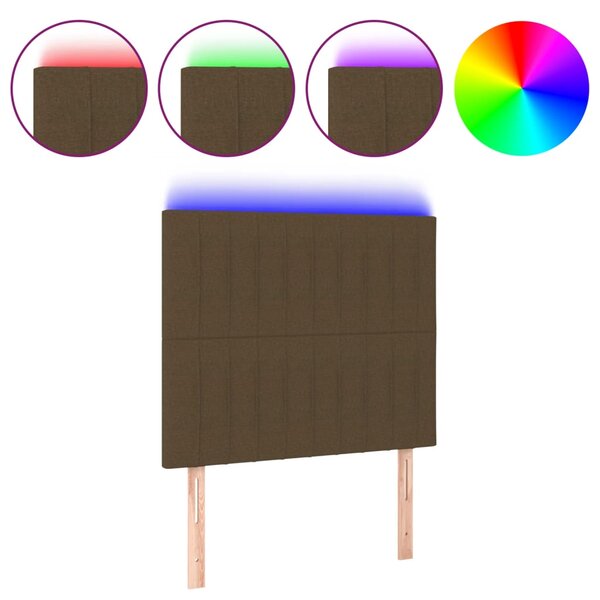 vidaXL Tête de lit à LED Marron foncé 80x5x118/128 cm Tissu