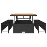 vidaXL Ensemble de salle à manger pour jardin 3 Pièces Noir Poly rotin