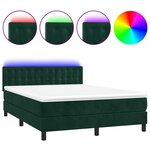 vidaXL Sommier à lattes de lit avec matelas LED Vert foncé 140x190 cm