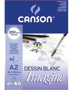 Bloc dessin 50 Feuilles Imagine format A2 200 g Blanc CANSON