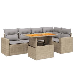 vidaXL Salon de jardin avec coussins 6 Pièces beige résine tressée