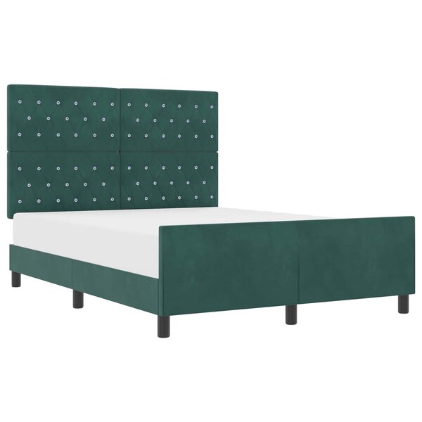 vidaXL Lit à ressorts avec tête de lit Vert foncé 140 x 190 cm Velours