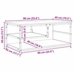 vidaXL Table basse Chêne artisanal 90 x 49 x 40 cm Bois d'ingénierie