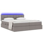 vidaXL Lit de rangement LED avec matelas Taupe 180 x 200 cm Tissu