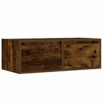 vidaXL Meuble TV avec lumières LED chêne fumé 75x35 5x25 cm