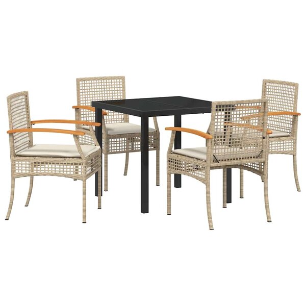 vidaXL Ensemble de salle à manger pour jardin 5 Pièces Beige et Noir