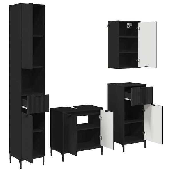 vidaXL Ensemble de mobilier de salle de bain avec tiroir Noir