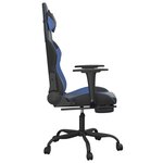 vidaXL Chaise de jeu avec repose-pied Noir et bleu Similicuir