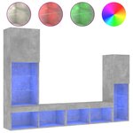 vidaXL Unités murales TV avec LED 4 Pièces gris béton bois d'ingénierie