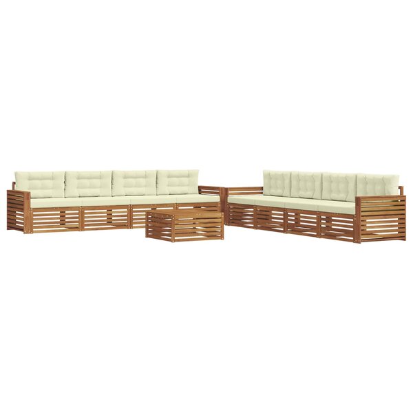 vidaXL Ensemble de canapés d'extérieur 9 pc Naturel et Crème