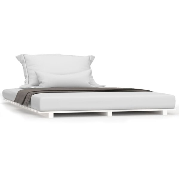 vidaXL Cadre de lit sans matelas blanc 140x190 cm bois de pin massif