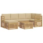vidaXL Ensemble de canapés d'extérieur 7 Pièces Blanc et Beige Polyester