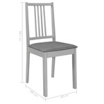 vidaXL Chaises à manger avec coussins lot de 4 gris bois solide