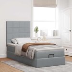 vidaXL Cadre de lit ottoman et matelas gris clair 90x190 cm tissu