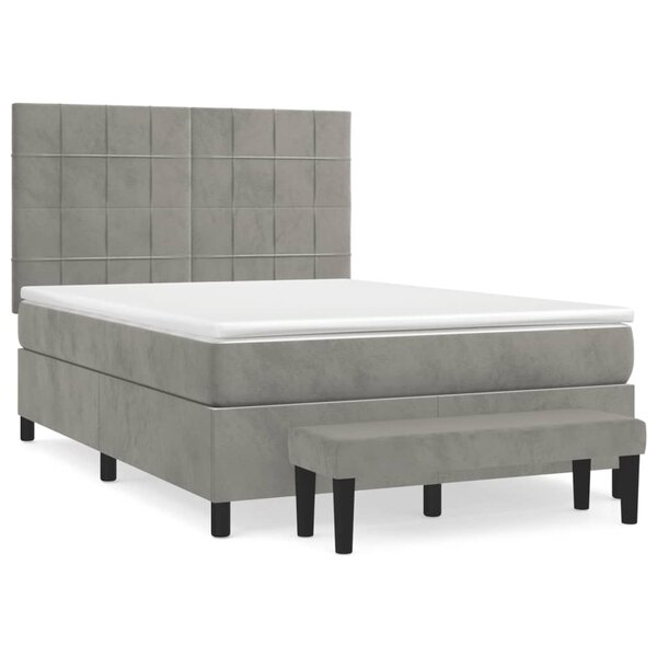 vidaXL Sommier à lattes de lit et matelas Gris clair 140x200cm Velours