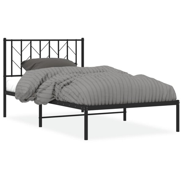 vidaXL Cadre de lit métal sans matelas avec tête de lit noir 100x190cm