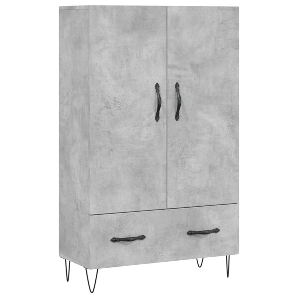 vidaXL Buffet haut gris béton 69 5x31x115 cm bois d'ingénierie