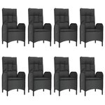 vidaXL Mobilier à dîner de jardin 9Pièces et coussins noir résine tressée