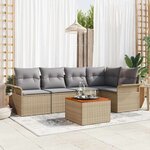 vidaXL Ensemble de canapé de jardin 6 Pièces Beige  Gris clair