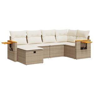 vidaXL Salon de jardin avec coussins 6 Pièces beige résine tressée